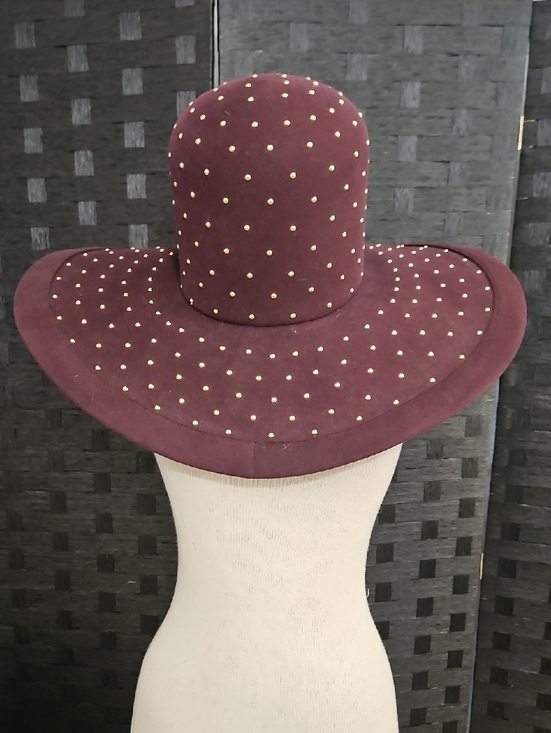 Maison Michel Paris Women\'s Studded Brown Felt Wide-Brim Hat with Floral Accent main image 4